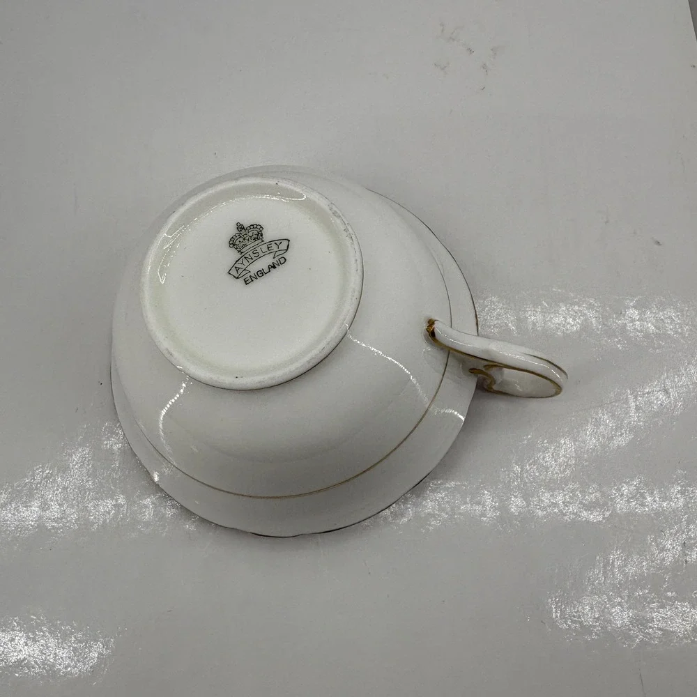 Vintage Aynsley England Teacup Lavender Floral Gold Trim Fine Bone China Tea Cup